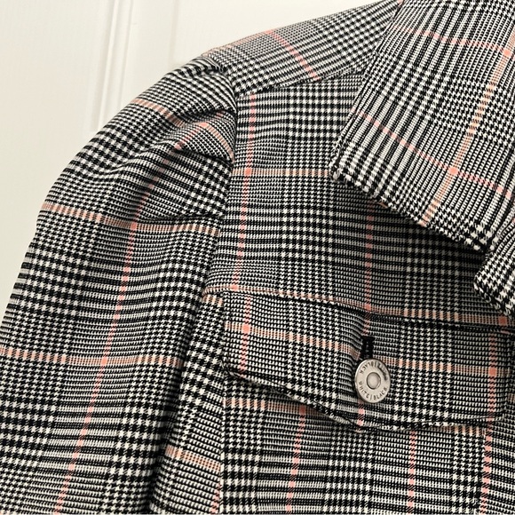 White House Black Market Black and Pink Plaid Blazer - Picture 3 of 4